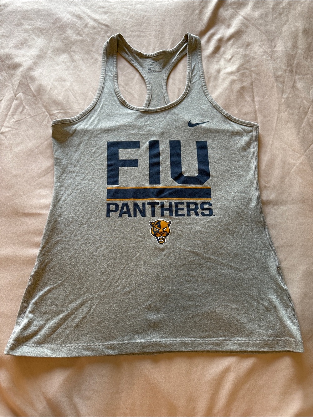 Nike Dri-FIT FIU Panthers Racerback Tank Top Shirt, Gray, Size M